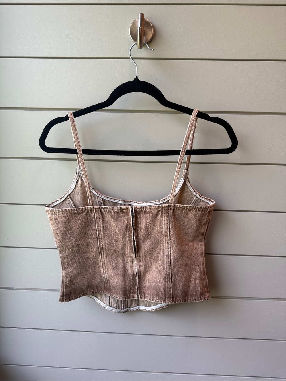 Lioness Capri Denim Taupe Corset Crop Top - Picture 2 of 8